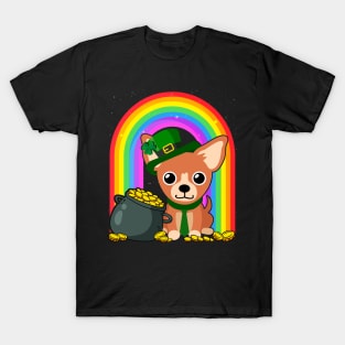 Chihuahua Rainbow Irish Clover St Patrick Day Dog Gift print T-Shirt